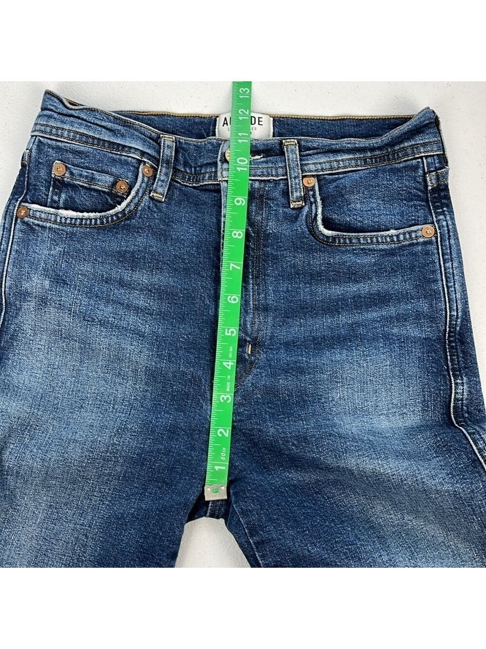 Agolde Sophie Jeans Dark Wash High Rise Slim/Skinny Leg Raw Hem Cropped Denim 25 - Picture 10 of 12
